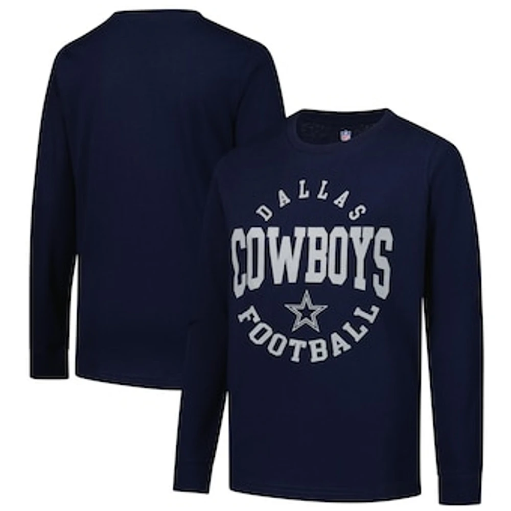 Youth  Navy Dallas Cowboys Around The Block Long Sleeve T-Shirt