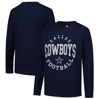 Youth  Navy Dallas Cowboys Around The Block Long Sleeve T-Shirt