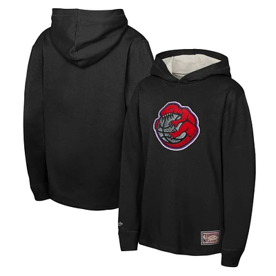 Youth Mitchell & Ness Black Toronto Raptors Hardwood Classics Lightweight Thermal Long Sleeve Hoodie T-Shirt