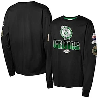 Youth Mitchell & Ness Black Boston Celtics  Hardwood Classics All Over Long Sleeve T-Shirt