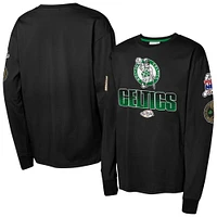 Youth Mitchell & Ness Black Boston Celtics  Hardwood Classics All Over Long Sleeve T-Shirt