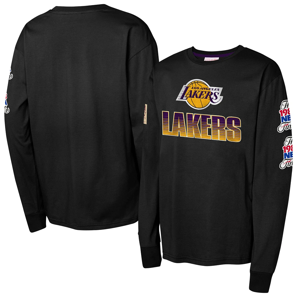 Youth Mitchell & Ness Black Los Angeles Lakers  Hardwood Classics All Over Long Sleeve T-Shirt