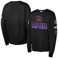 Youth Mitchell & Ness Black Toronto Raptors  Hardwood Classics All Over Long Sleeve T-Shirt