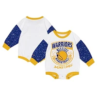 Infant Mitchell & Ness White Golden State Warriors Hardwood Classics Posterboard Oversize Long Sleeve Bodysuit