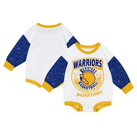 Infant Mitchell & Ness White Golden State Warriors Hardwood Classics Posterboard Oversize Long Sleeve Bodysuit