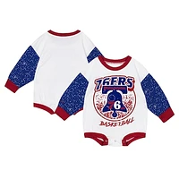 Infant Mitchell & Ness White Philadelphia 76ers Hardwood Classics Posterboard Oversize Long Sleeve Bodysuit