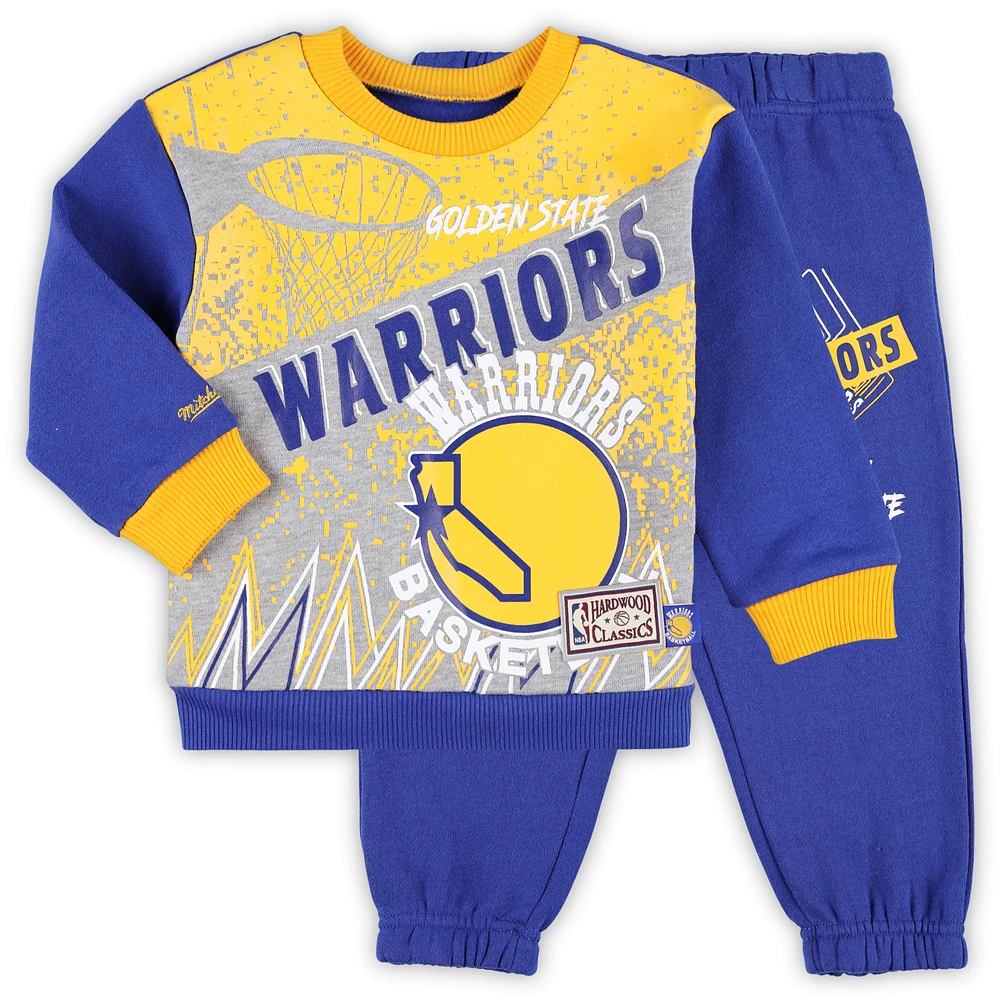 Toddler Mitchell & Ness Golden State Warriors Blockbuster Oversized Fleece Pant Set