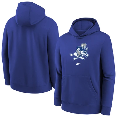 Youth Nike Old Royal Dallas Cowboys Club Fleece Logo Pullover Hoodie