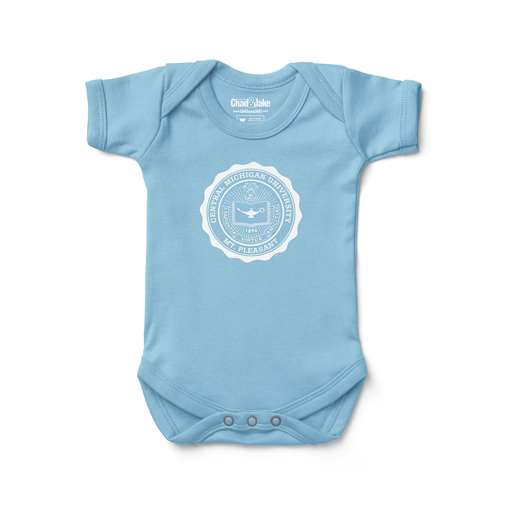 Newborn & Infant Chad Jake Light Blue Central Michigan Chippewas Seal Logo Bodysuit