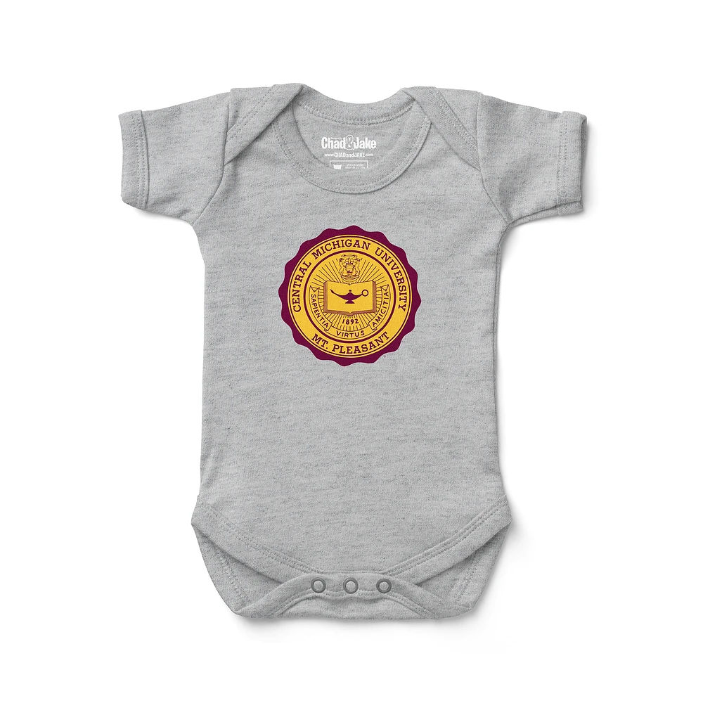 Newborn & Infant Chad Jake Heather Gray Central Michigan Chippewas Seal Logo Bodysuit