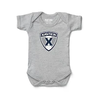 Newborn & Infant Chad Jake Heather Gray Xavier Musketeers Shield Logo Bodysuit