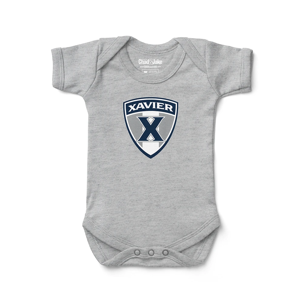 Newborn & Infant Chad Jake Heather Gray Xavier Musketeers Shield Logo Bodysuit