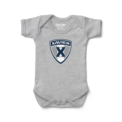 Newborn & Infant Chad Jake Heather Gray Xavier Musketeers Shield Logo Bodysuit