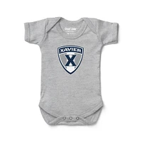 Newborn & Infant Chad Jake Heather Gray Xavier Musketeers Shield Logo Bodysuit
