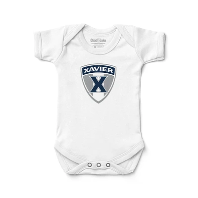 Newborn & Infant Chad Jake White Xavier Musketeers Shield Logo Bodysuit