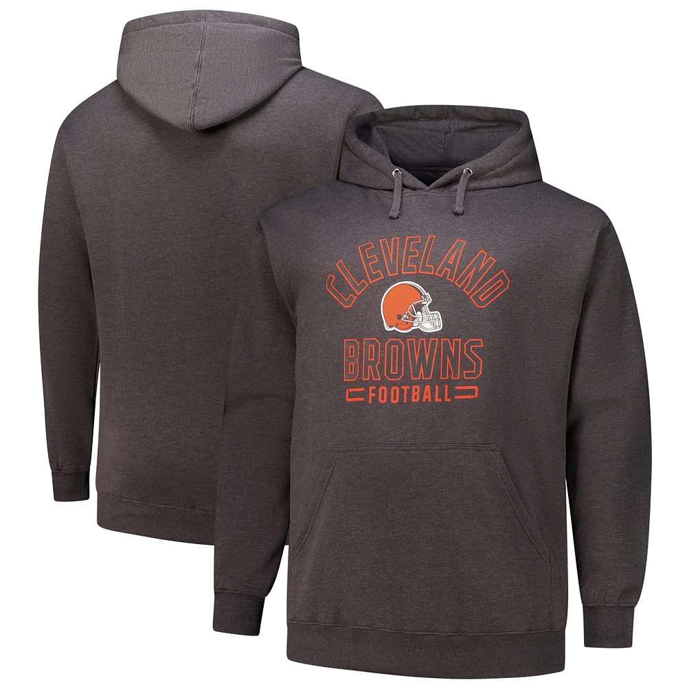 Men's Fanatics Heather Charcoal Cleveland Browns Big & Tall Pullover Hoodie