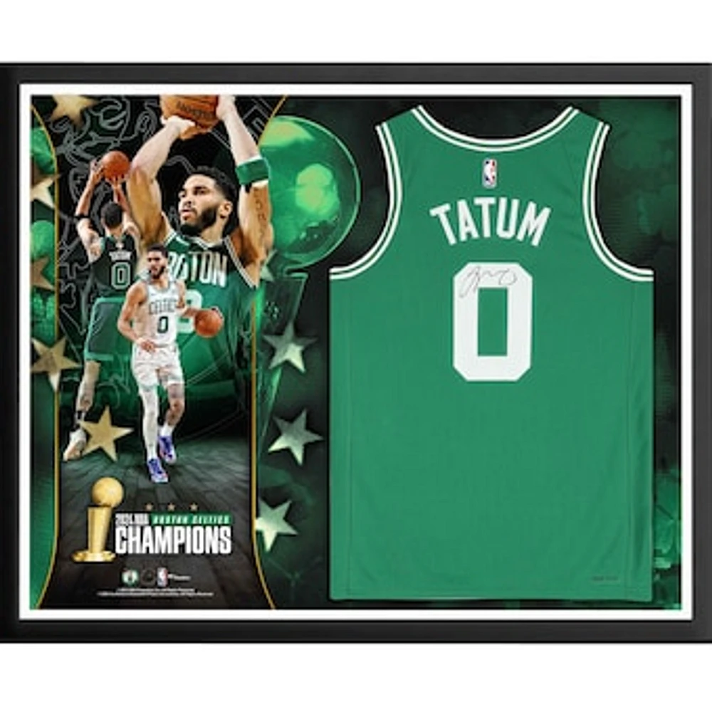 Jayson Tatum Boston Celtics Autographed Framed 2024 NBA Finals Champions Kelly Green Nike Icon Edition Swingman Jersey Collage