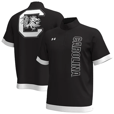 Men's Under Armour Black South Carolina Gamecocks 2024 On-Court Shootaround Quarter-Zip T-Shirt