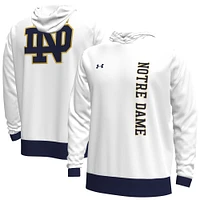 Men's Under Armour White Notre Dame Fighting Irish 2024 On-Court Shootaround Long Sleeve Hoodie T-Shirt