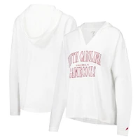 Women's League Collegiate Wear White South Carolina Gamecocks Slub Long Sleeve V-Neck Hoodie T-Shirt