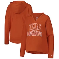 Women's League Collegiate Wear Texas Orange  Longhorns Slub Long Sleeve V-Neck Hoodie T-Shirt