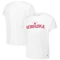 Women's League Collegiate Wear White Nebraska Huskers Slub Rolled Cuff T-Shirt