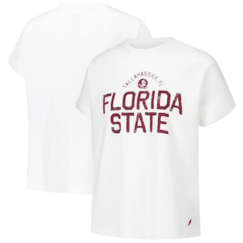 Women's League Collegiate Wear White Florida State Seminoles Slub Rolled Cuff T-Shirt