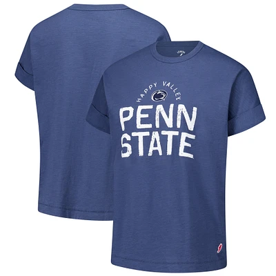 Women's League Collegiate Wear Navy Penn State Nittany Lions Slub Rolled Cuff T-Shirt