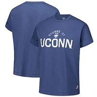 Women's League Collegiate Wear Navy UConn Huskies Slub Rolled Cuff T-Shirt