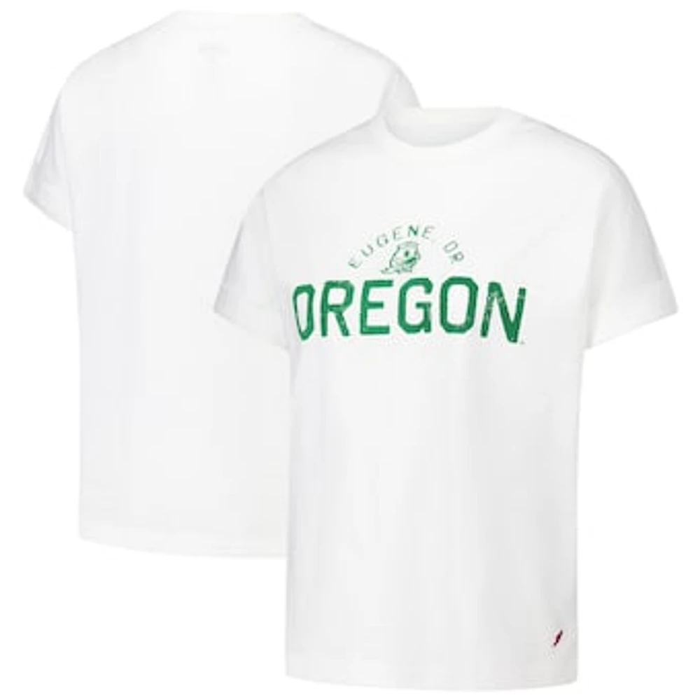 Women's League Collegiate Wear White Oregon Ducks Slub Rolled Cuff T-Shirt