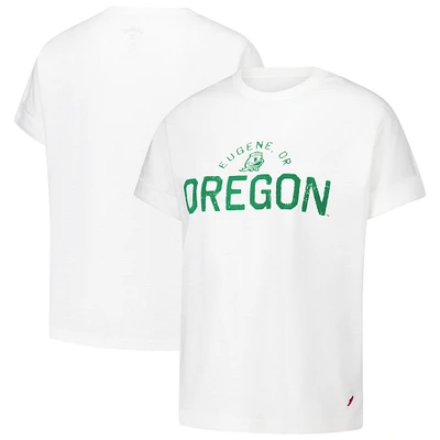 Women's League Collegiate Wear White Oregon Ducks Slub Rolled Cuff T-Shirt