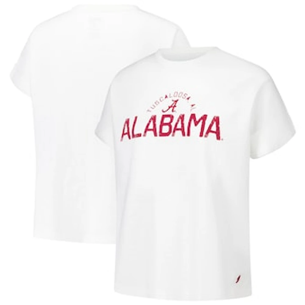 Women's League Collegiate Wear White Alabama Crimson Tide Slub Rolled Cuff T-Shirt