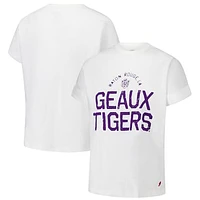 Women's League Collegiate Wear White LSU Tigers Slub Rolled Cuff T-Shirt