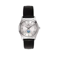 Women's Bulova Delaware Fightin' Blue Hens Silver-Tone Leather Strap Watch