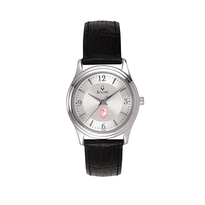 Women's Bulova Fairfield Stags Silver-Tone Leather Strap Watch