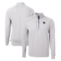 Men's Cutter & Buck Heather Gray New York Jets Helmet Adapt Eco Knit Quarter-Zip Top