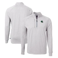Men's Cutter & Buck Heather Gray New York Jets Helmet Adapt Eco Knit Quarter-Zip Top