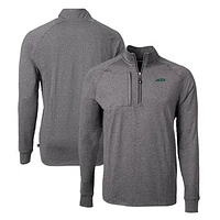 Men's Cutter & Buck Heather New York Jets Primary Logo Adapt Eco Knit Quarter-Zip Top