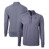 Men's Cutter & Buck Heather Navy New York Jets Americana Adapt Eco Knit Quarter-Zip Top