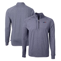 Men's Cutter & Buck Heather Navy New York Jets Americana Adapt Eco Knit Quarter-Zip Top