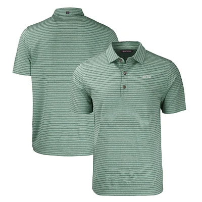 Men's Cutter & Buck Heather Green New York Jets Primary Logo Forge Eco Stripe Stretch Recycled Polo