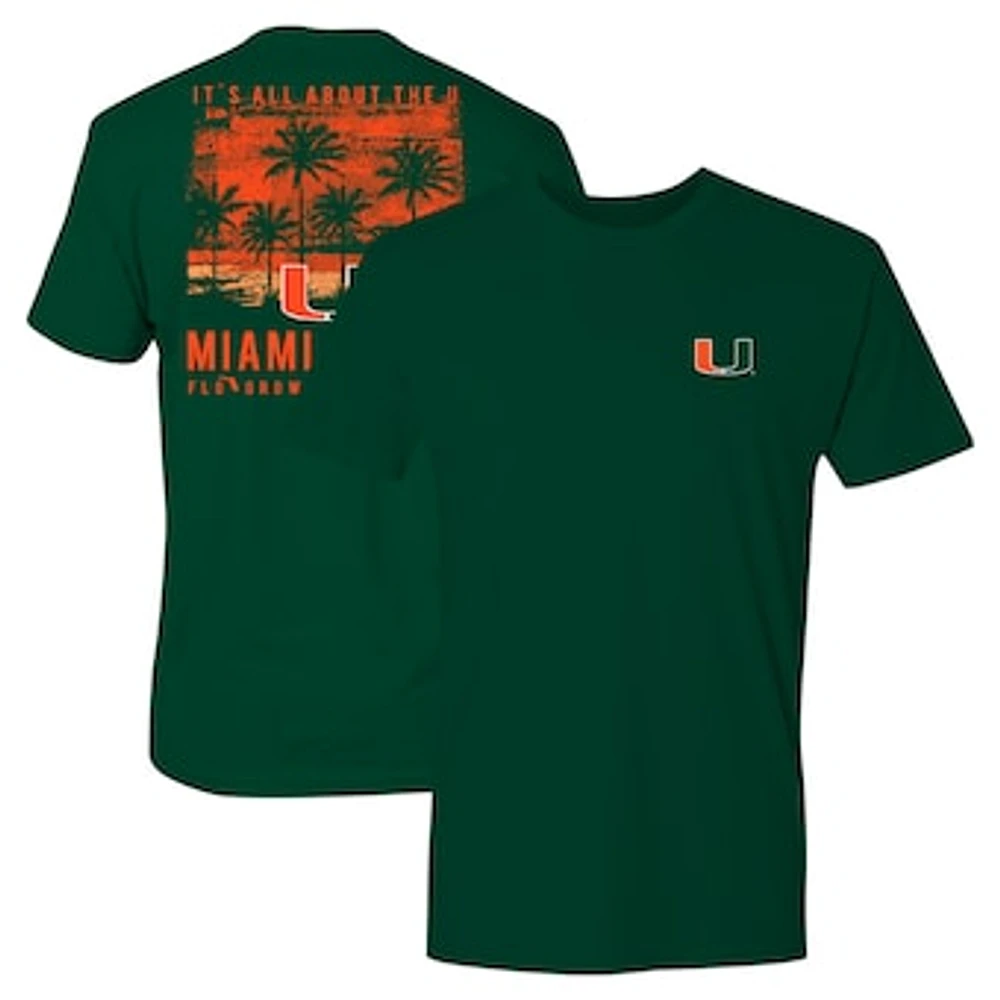 Men's Green Miami Hurricanes Best Coast Sunset T-Shirt