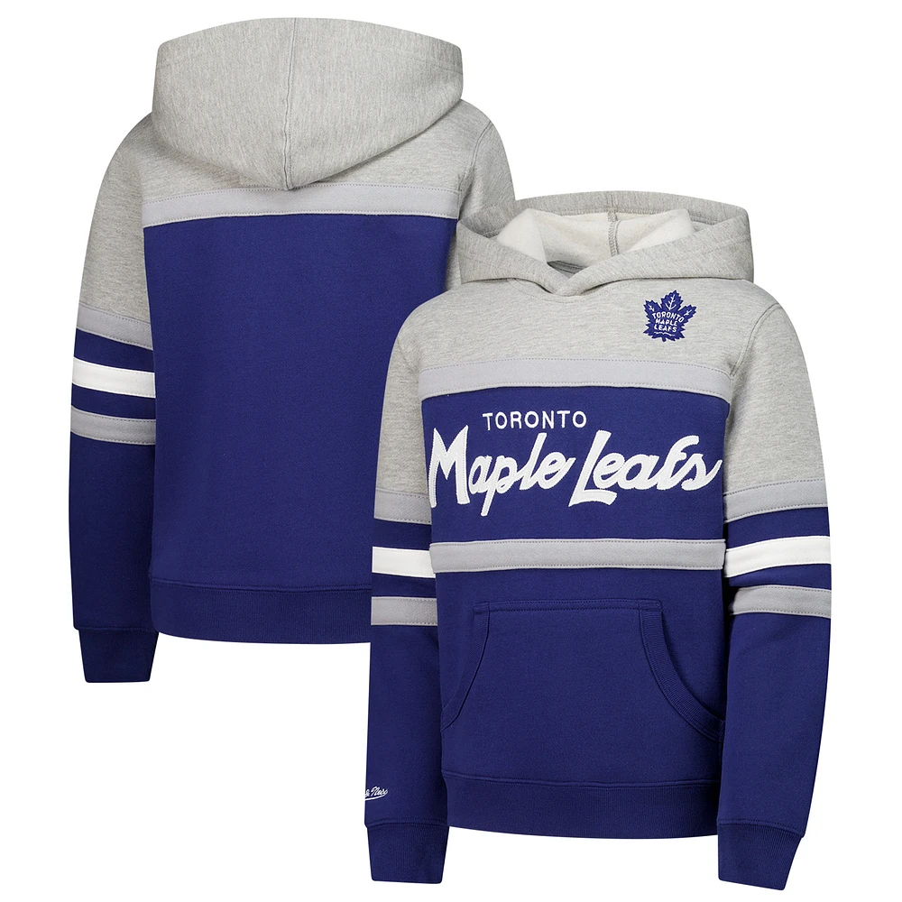 Youth Mitchell & Ness Blue Toronto Maple Leafs Head Coach Pullover Hoodie