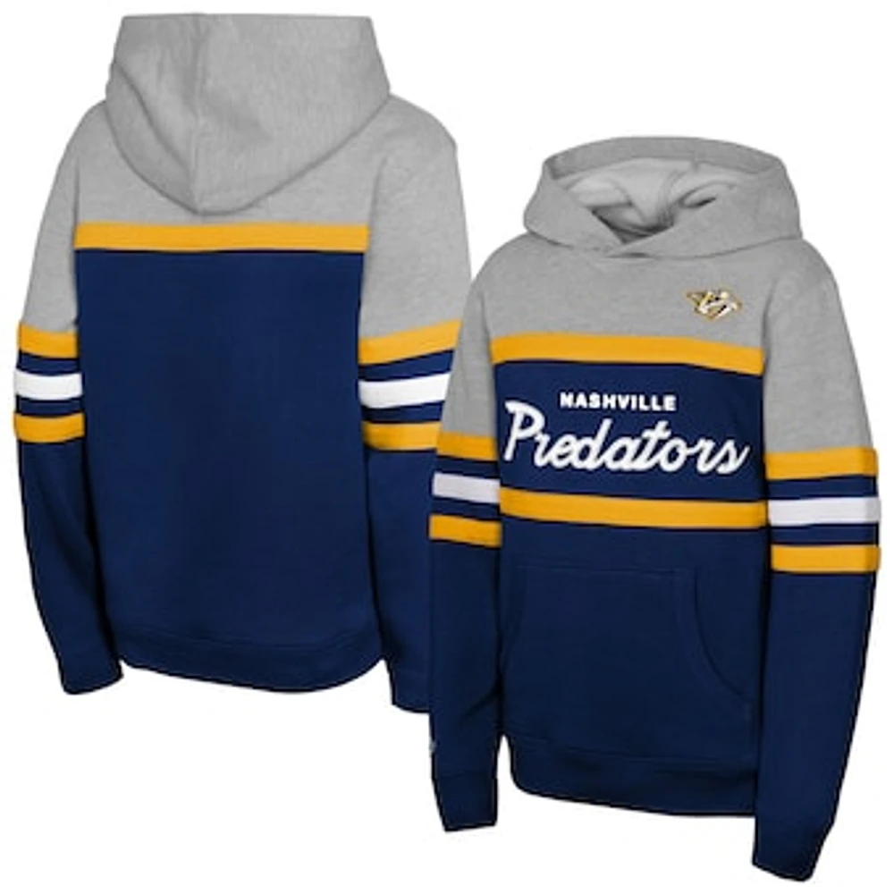 Youth Mitchell & Ness Navy Nashville Predators Head Coach Pullover Hoodie