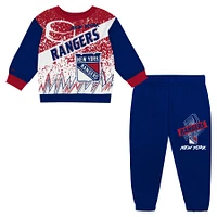 Toddler Mitchell & Ness New York Rangers Two-Piece Oversized Block Buster Fleece Sweatshirt Pants SetSet