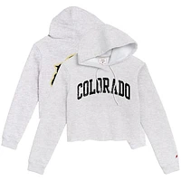 Women's League Collegiate Wear Ash Colorado Buffaloes 2-Hit 1636 Cropped Pullover Hoodie