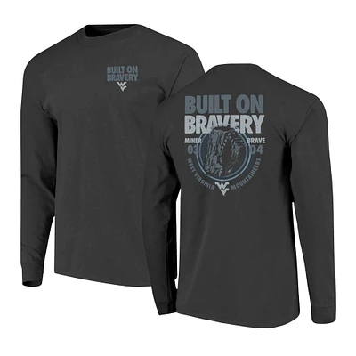 Men's    Graphite West Virginia Mountaineers Built On Bravery Comfort Colors Long Sleeve T-Shirt