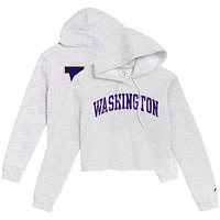 Women's League Collegiate Wear Ash Washington Huskies 2-Hit 1636 Cropped Pullover Hoodie