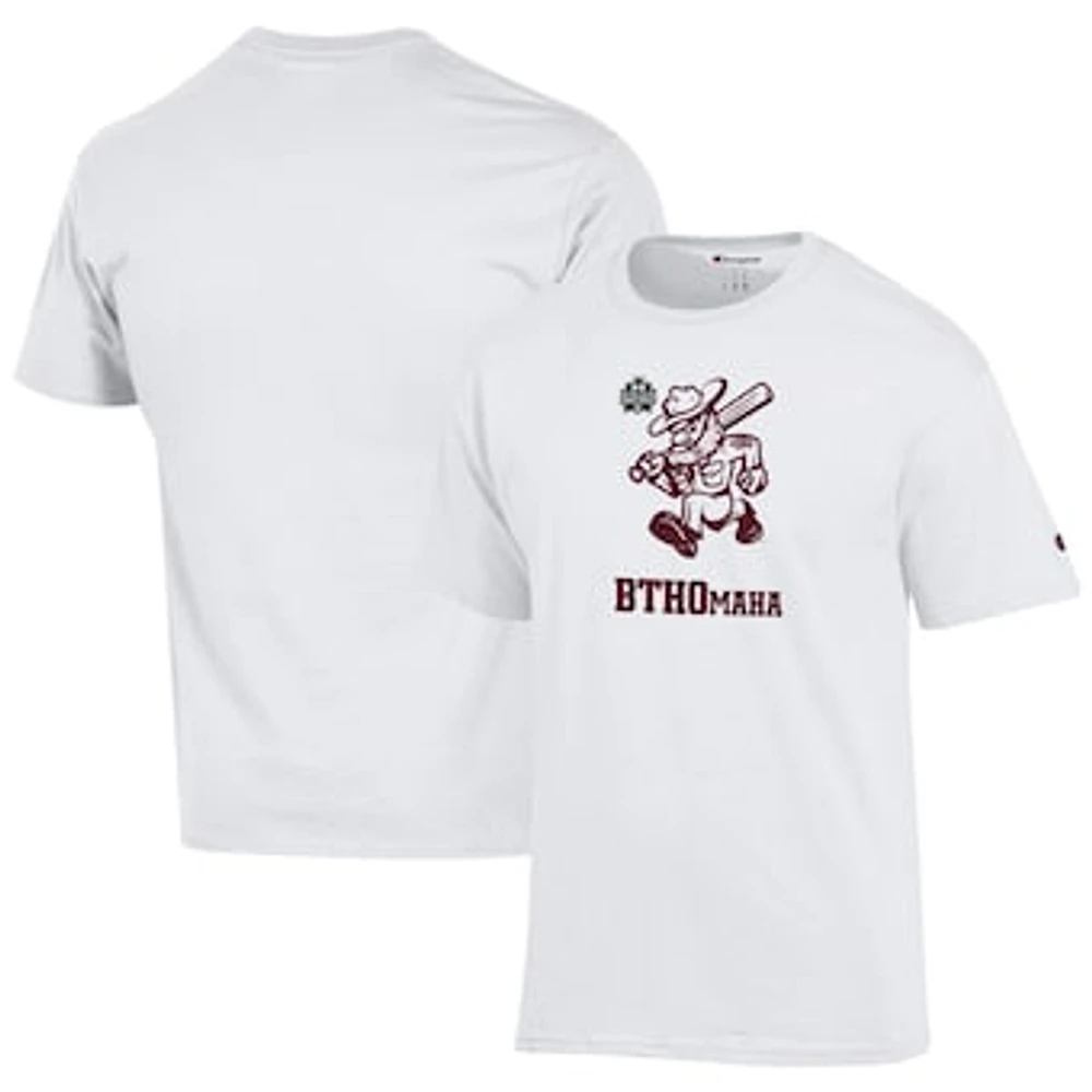 Unisex Champion White Texas A&M Aggies 2024 NCAA Men's Baseball College World Series BTHOmaha T-Shirt