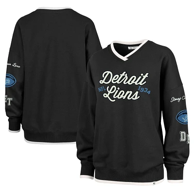 Women's Stoney Clover Lane x '47 Black Detroit Lions Eighties Pullover Sweatshirt